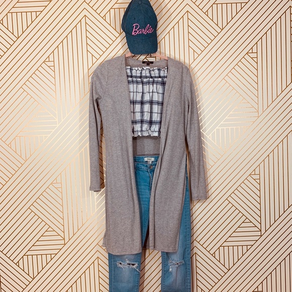 Ambiance Sweaters - Ambiance Gray Open Sides Longline Duster